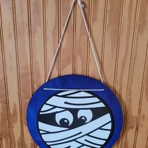 Handmade Blue and White Mummy Art Decor